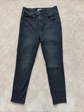 Good American High-Rise Black Distressed Skinny Jeans